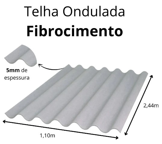 Telha Fibrocimento Ondulada 2,44m x 1,10m